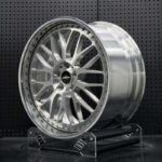 XL DUAL SERIES-001 modular 6061-T6 forged wheel showing brushed mesh spoke grain and chrome assembly hardware