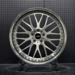 XL DUAL SERIES-001 two-piece modular forged wheel front face with brushed silver mesh and polished stepped lip