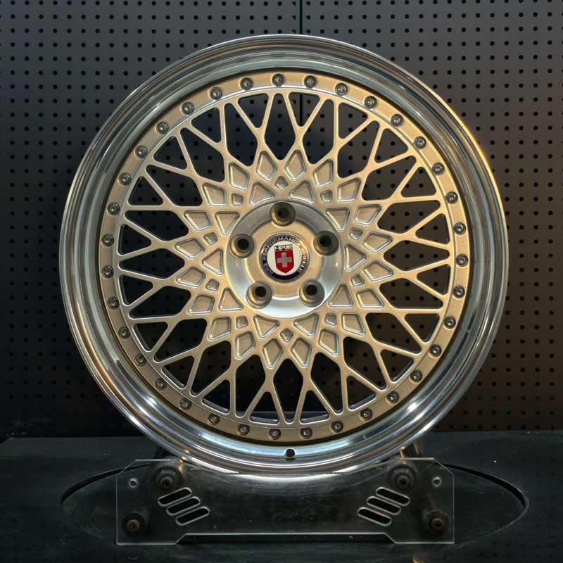 XL-DUAL-SERIES-006 Brushed Lace Mesh 2-Piece Forged Wheel - Front Face XL DUAL SERIES-006 two-piece modular forged wheel front face with brushed silver lace mesh and polished stepped lip