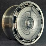 XL MONO SERIES-007 high-polish mirror chrome forged wheel real photo showing circular reflection and perimeter cooling vents