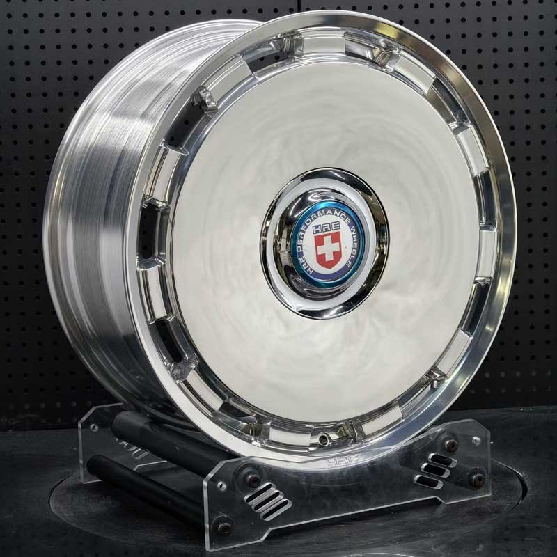 XL-MONO-SERIES-009 Brushed Barrel & Polished Disc Profile XL MONO SERIES-009 custom forged wheel angled view showing brushed aluminum barrel and perimeter cooling windows