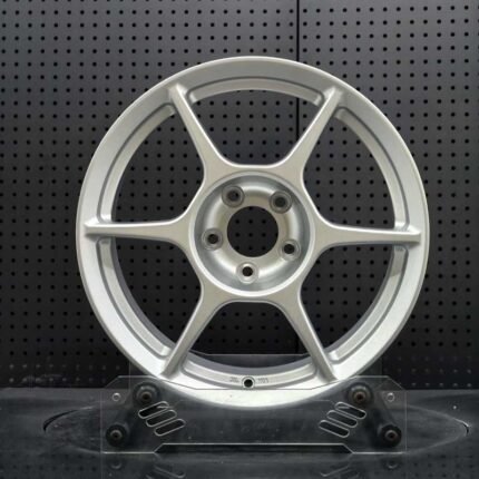 XL MONO SERIES-013 satin silver classic 6-spoke monoblock forged motorsport wheel front face with JWL VIA certification