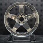 XL MONO SERIES-014 full mirror polished 5-spoke monoblock forged motorsport wheel front face with JWL VIA certification