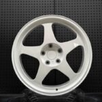 XL MONO SERIES-016 gloss championship white 5-spoke monoblock forged motorsport wheel front face with JWL VIA certification