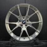 XL MONO SERIES-024 brushed clear split 5-spoke monoblock forged motorsport wheel front face with BMW M center cap