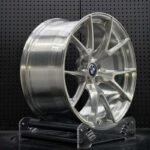 XL MONO SERIES-024 aerospace 6061-T6 aluminum forged wheel showing brushed aluminum grain and I-beam spoke pocketing