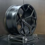 XL MONO SERIES-032 concave satin titanium RS forged rim angled view showing barrel depth and spoke drop