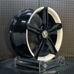 XL MONO SERIES-033 aerospace 6061-T6 forged rim displaying gloss black spoke channel and white perimeter ring detail