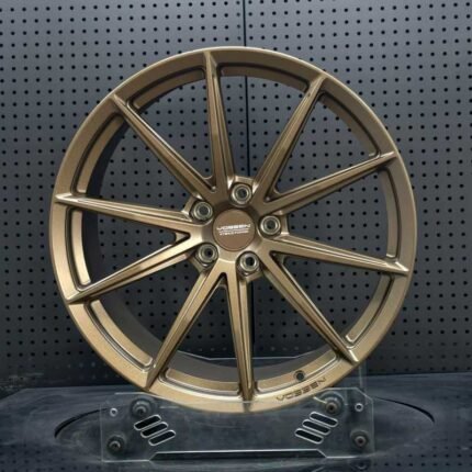 XL MONO SERIES-034 satin bronze split 5-spoke monoblock forged wheel front face with Vossen center cap