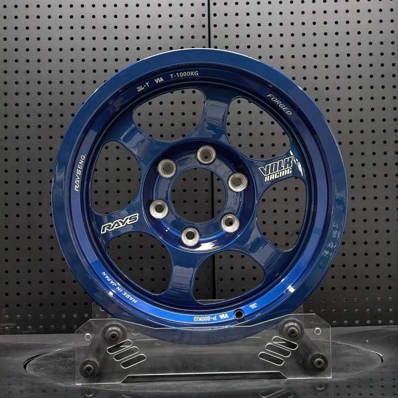 XL-OFF-ROAD-SERIES-003 Mag Blue 6-Spoke Forged Wheel - Front Face XL OFF-ROAD SERIES-003 mag blue 6-spoke heavy-duty 4x4 forged wheel front face with 6-lug hub for overland trucks and SUVs